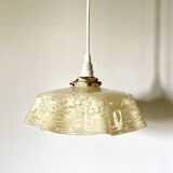 Suspension drapée verre de Clichy jaune beige