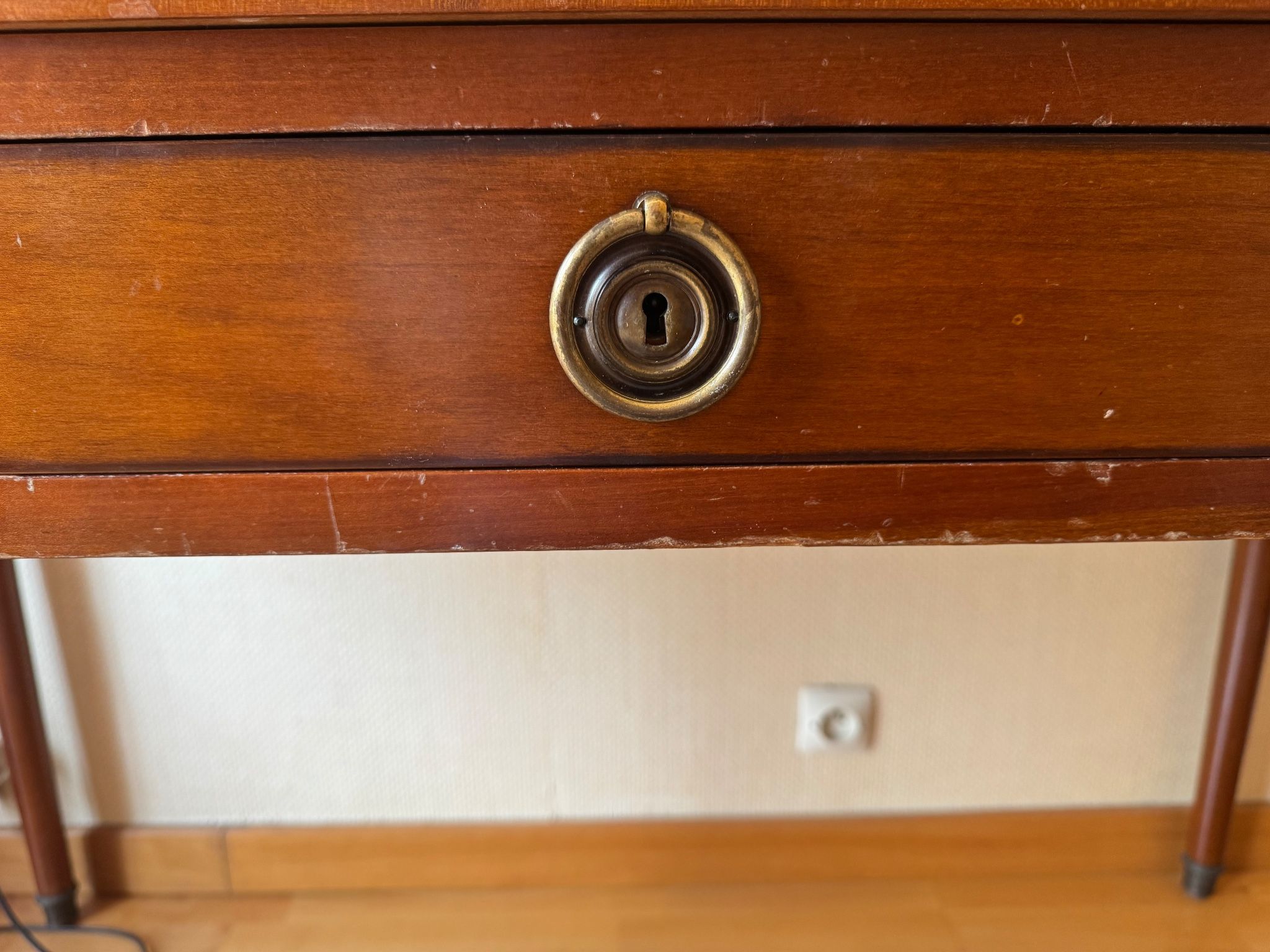Louis XVI style flat desk "Coubertin" in mahogany reissue by Grange