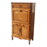 Vintage walnut wood secretary desk in Louis XV style.