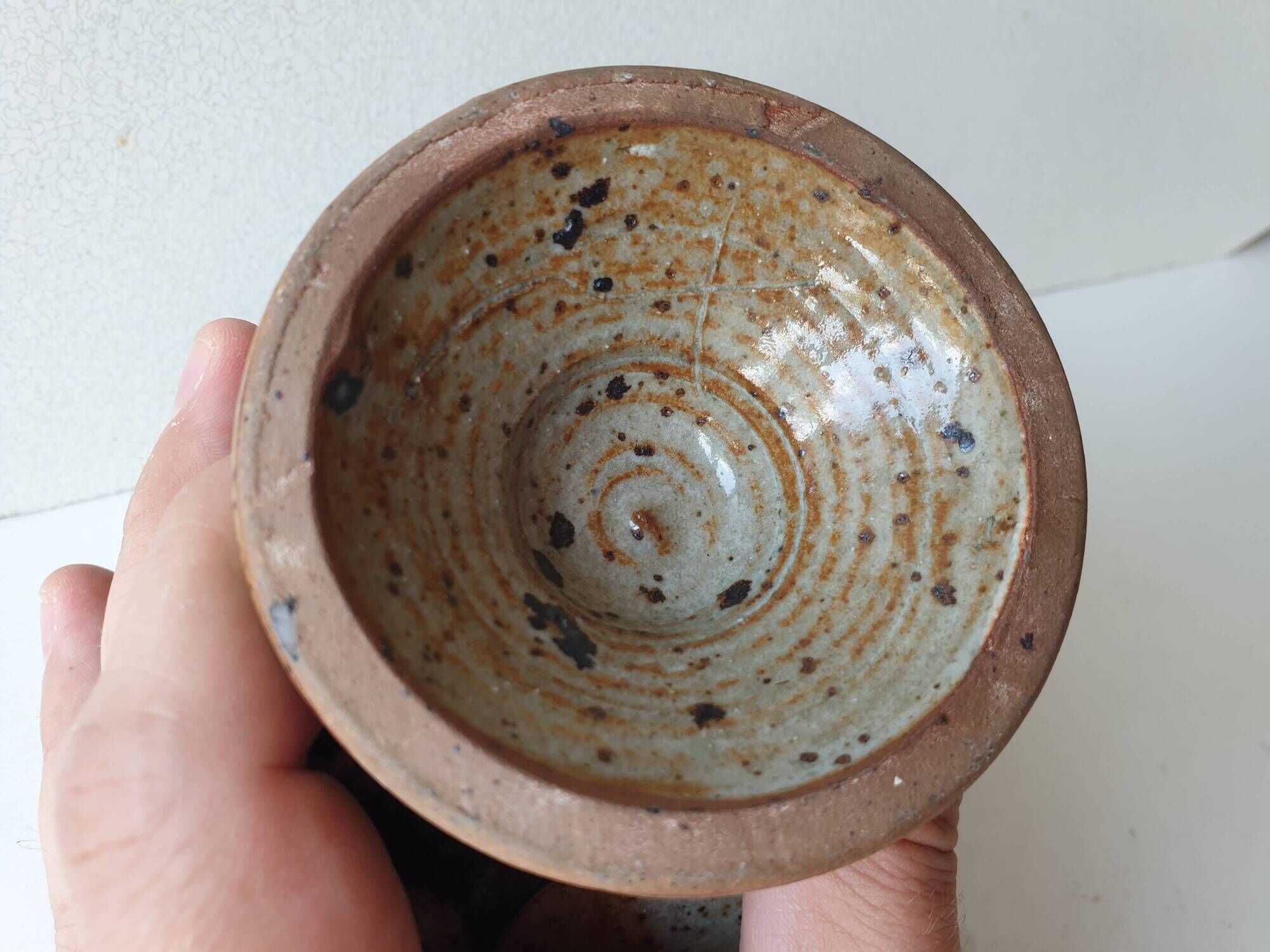 Pyrite stoneware ceramic bowl / cup signed Suzanne Dauliach Vallauris 60's