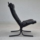 1970’s, Norwegian design, "Siesta" lounge chair by Ingmar Relling, black leather, bentwood.