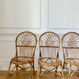 4 vintage rattan chairs