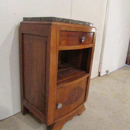 Art-deco, walnut and oak bedside table