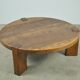 Solid oak round coffee table, Brutalist 1970s