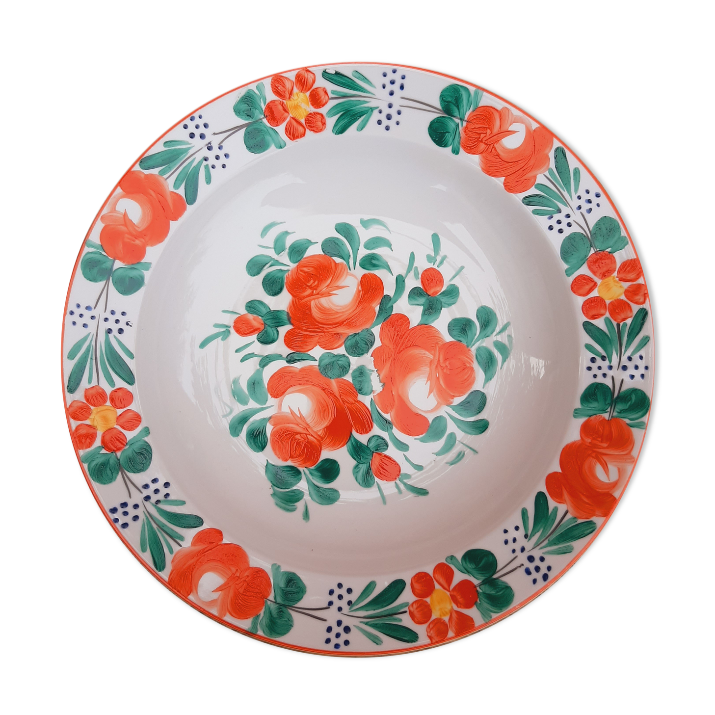 Hand-painted orange flower plate Hungary