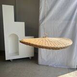 Rattan suspension or shade in the shape of a braided undulating circular tray d:80