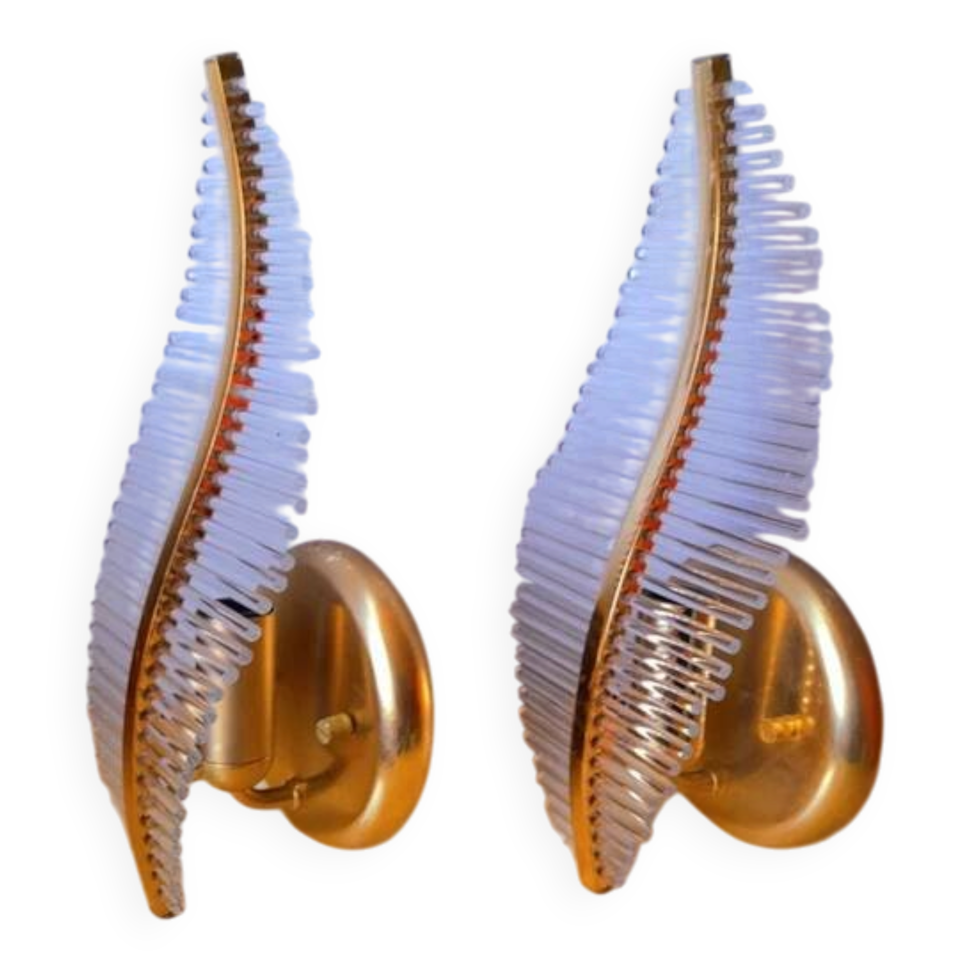 Pair of Leaf Wall Sconces in Murano Glass, Gaetano Sciolari for Venini