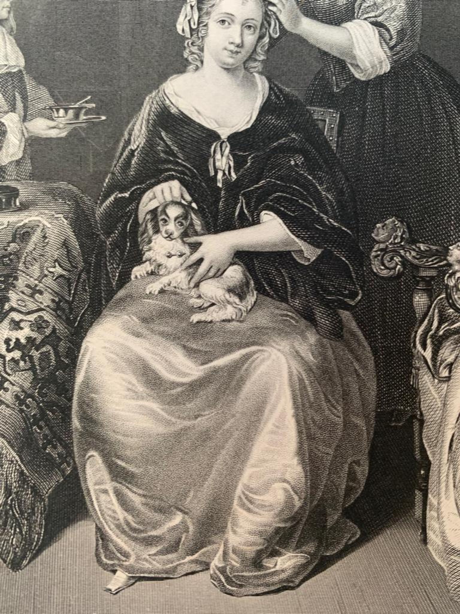 Casper Netscher, La toilette, gravure, XIXème siècle
