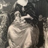 Casper Netscher, La toilette, gravure, XIXème siècle