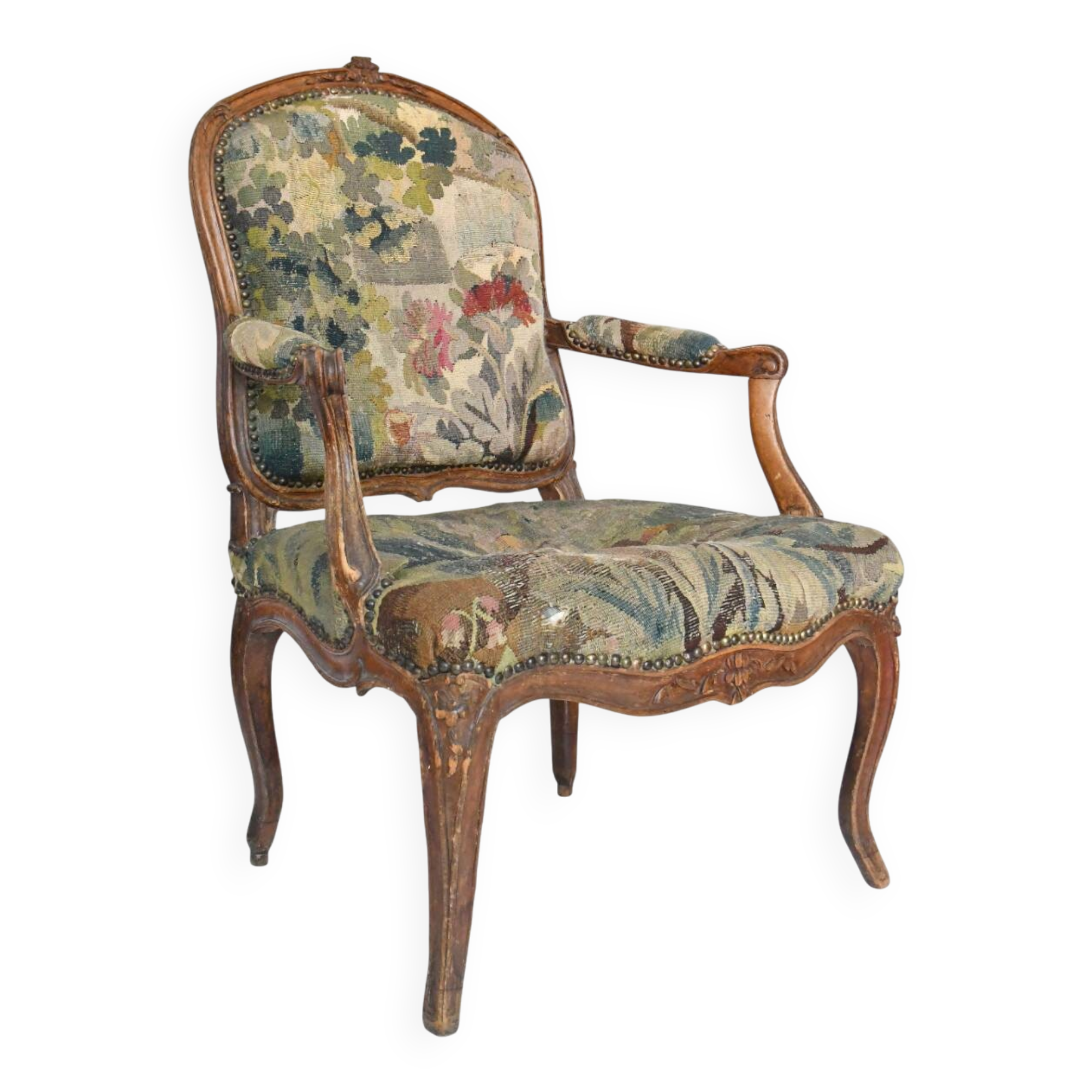 Fauteuil cabriolet d'époque Louis XV estampillé MDLP de Martin Delaporte
