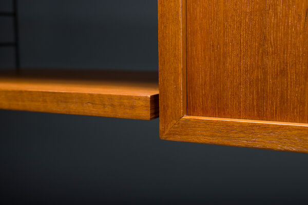 Étagère murale modulaire en teck par Nils Strinning pour corde, années 1960, ensemble de 29