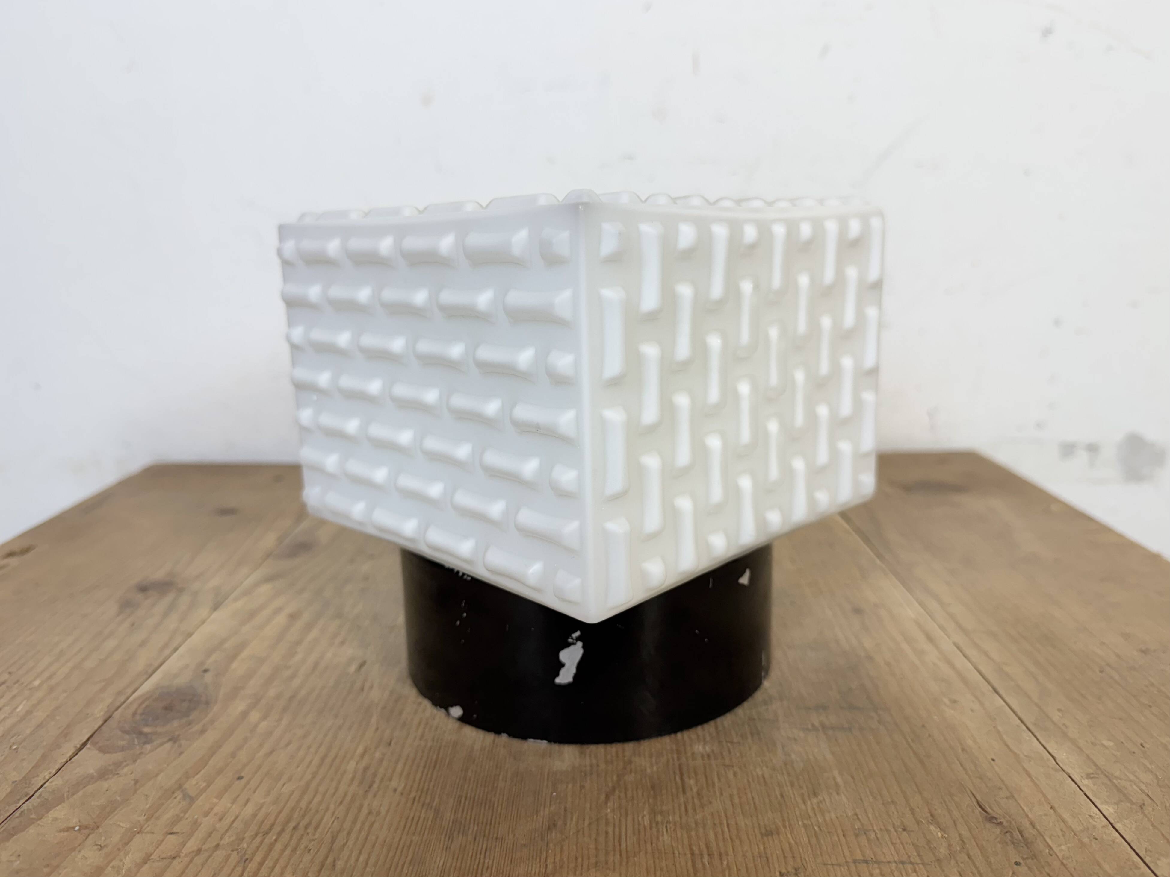 Vintage Square Milk Glass Wall or Ceiling Light, 1970s