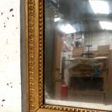 Miroir de style Louis XVI en bois et stuc doré XIX siècle Trumeau de cheminée