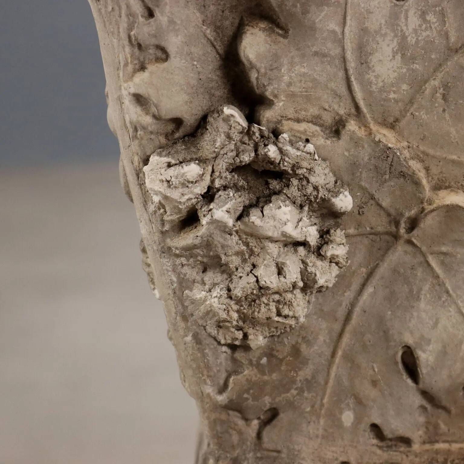 Antique plaster vase decorated with bunches of grapes, Italy, 19th century.