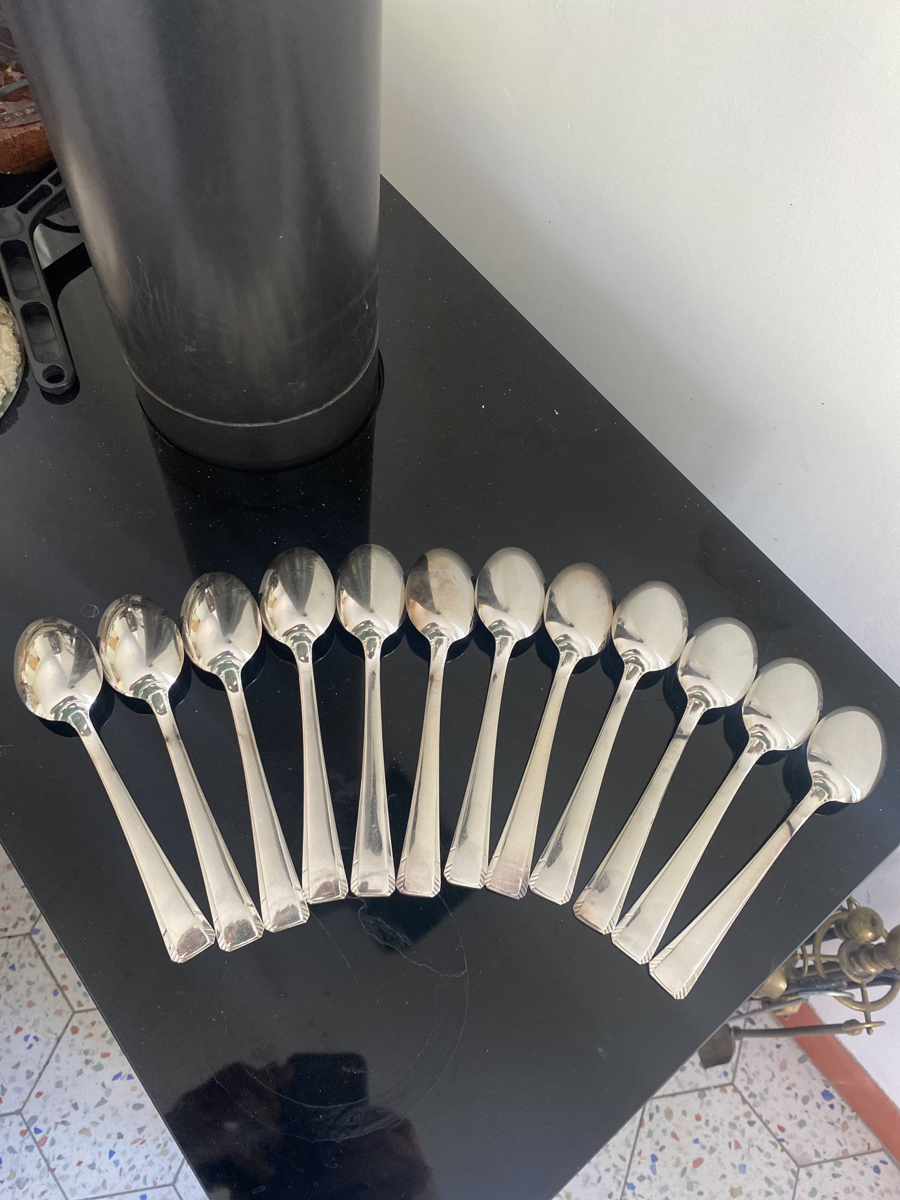 12 large silver-plated metal spoons Ercuis