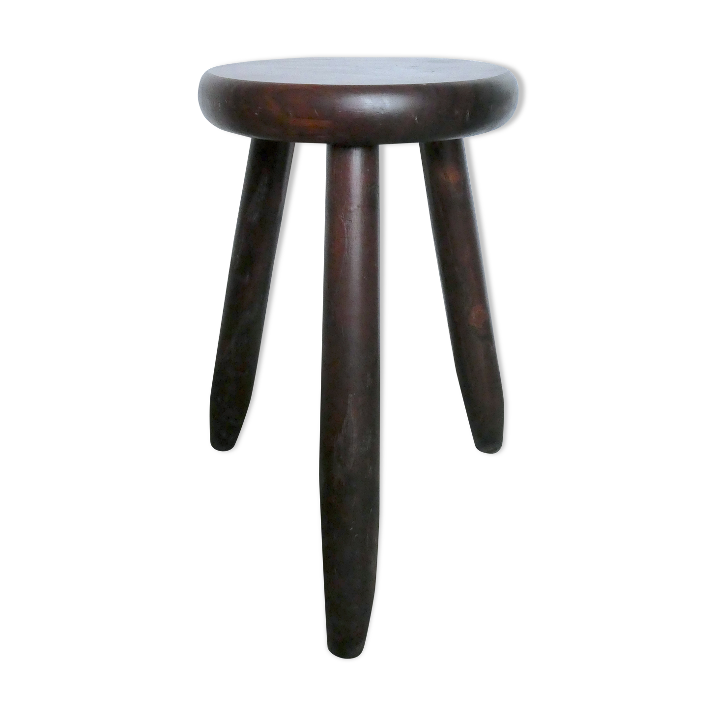 Dark wooden tripod stool