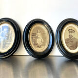 Set of 3 wooden oval picture frames