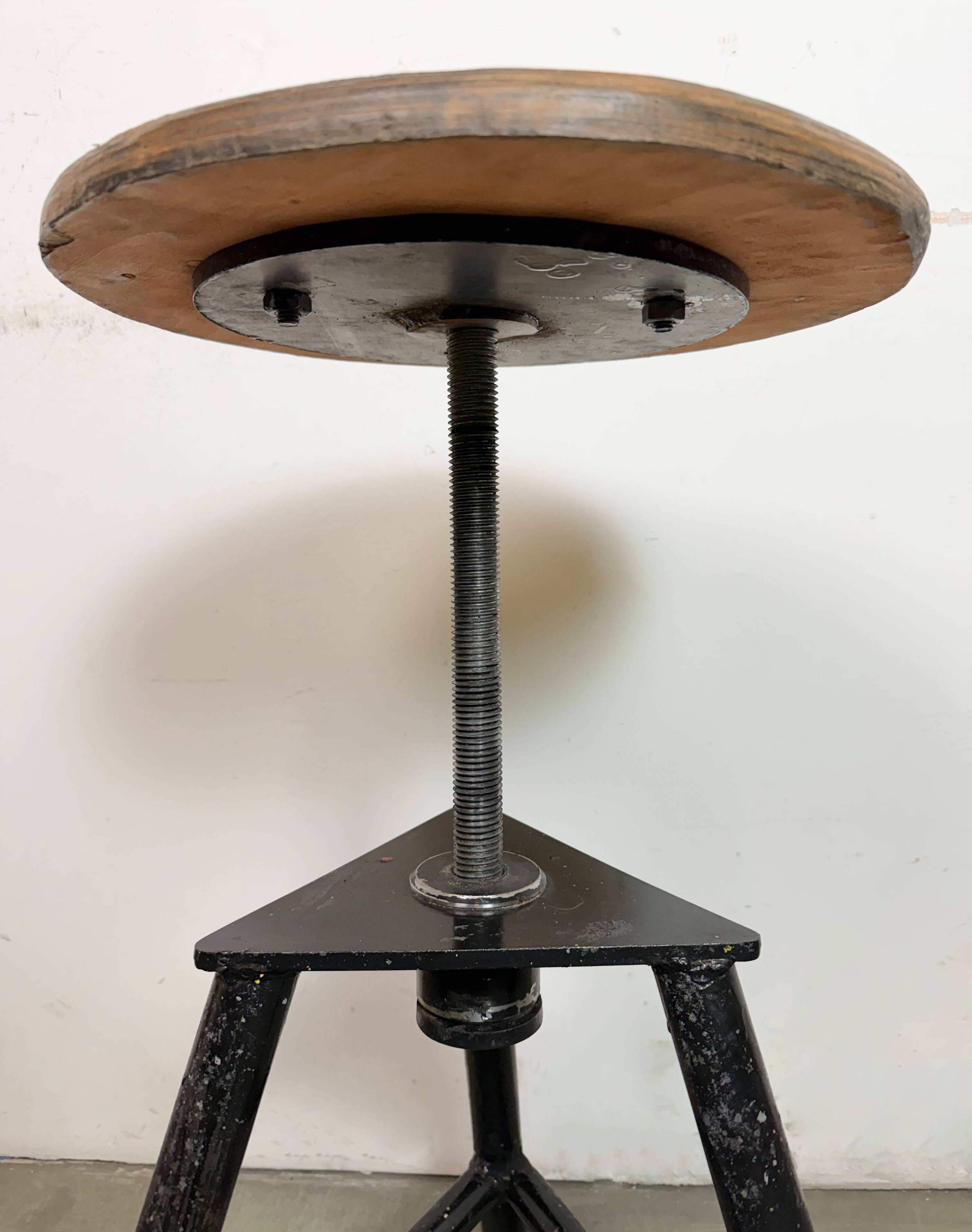 Black Industrial Workshop Swivel Stool, 1960s