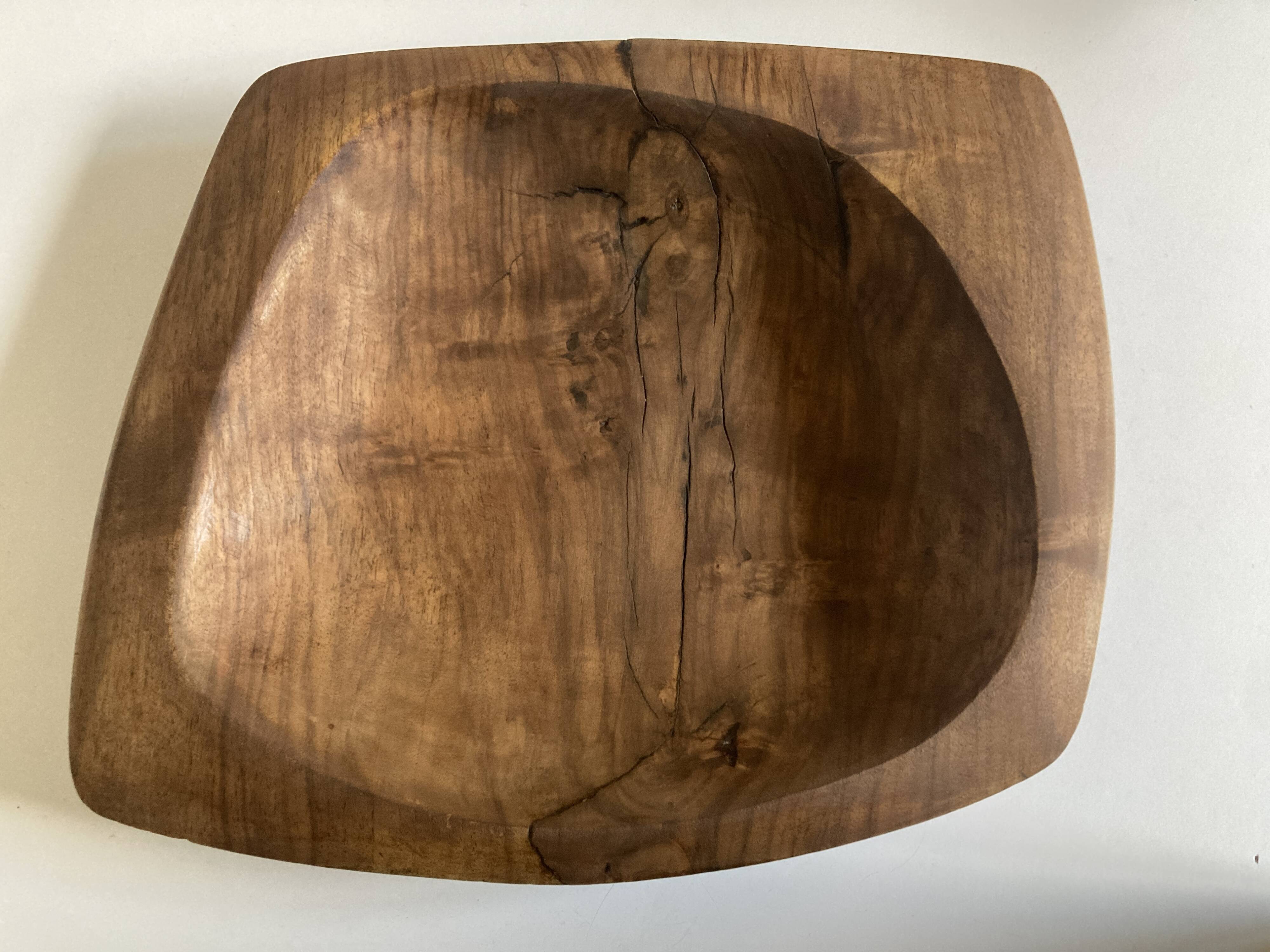 Vide poche forme libre mid century XXL en bois d'olivier