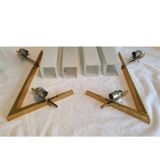 Arlus pair of wall sconces in gilt bronze and opaline glass, 1950