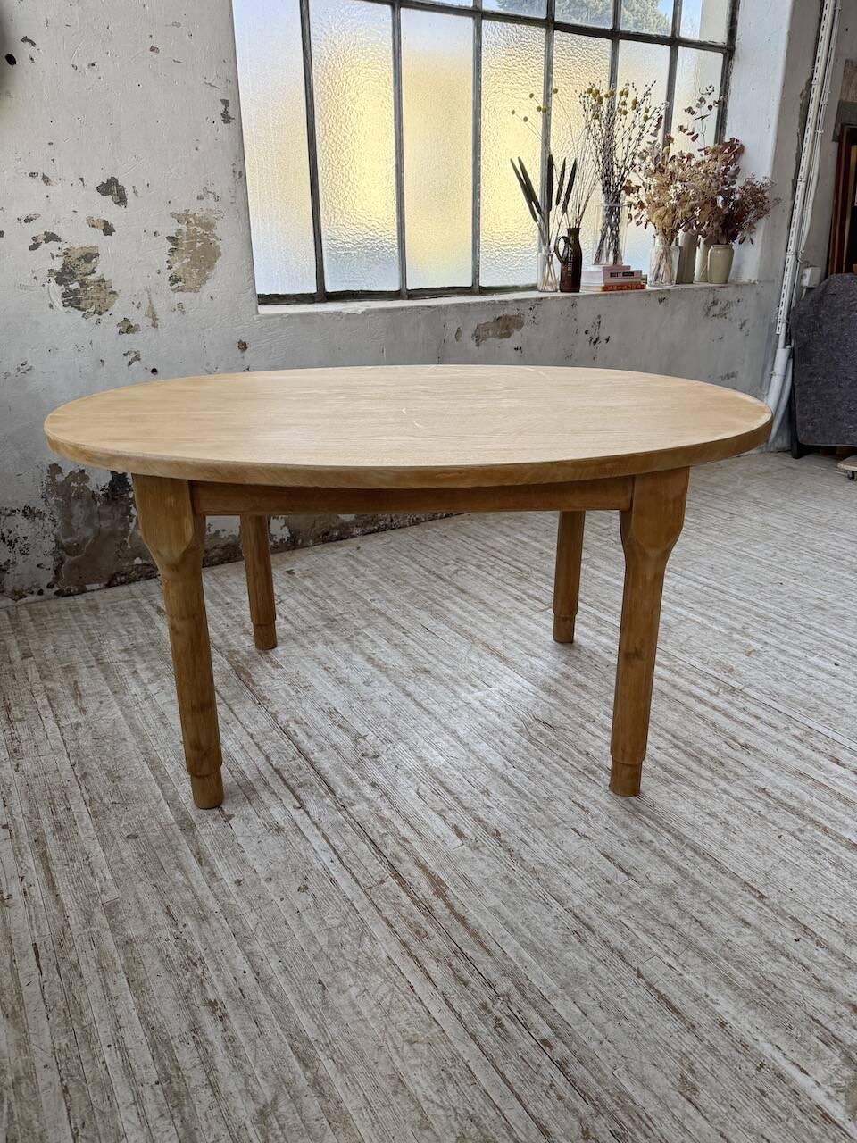 Oval farmhouse table oak 1960