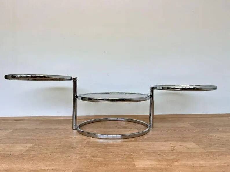 Midcentury Swivel and Folding Chrome Coffee Table, Germany, 1970s