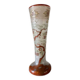 Cornet vase "Spring" FT Legras decorations Japan crystalworks St Denis 1900