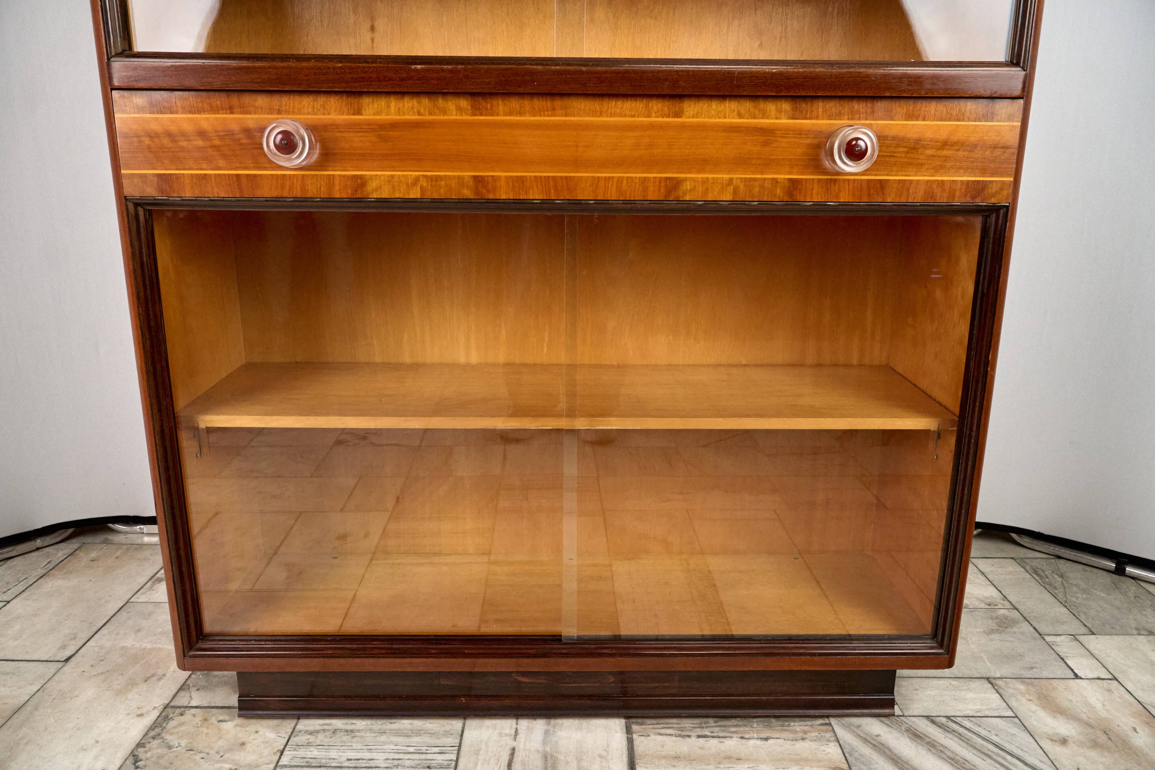 Art Deco Bookcase, Vitrine, Český Nábytek, 1960, Czechoslovakia