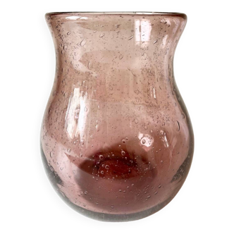 Mouth-blown Biot glass vase