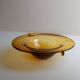 Amber Murano Glass Bowl, Large Vintage 1970s Italian Mid-Century with Bubbles