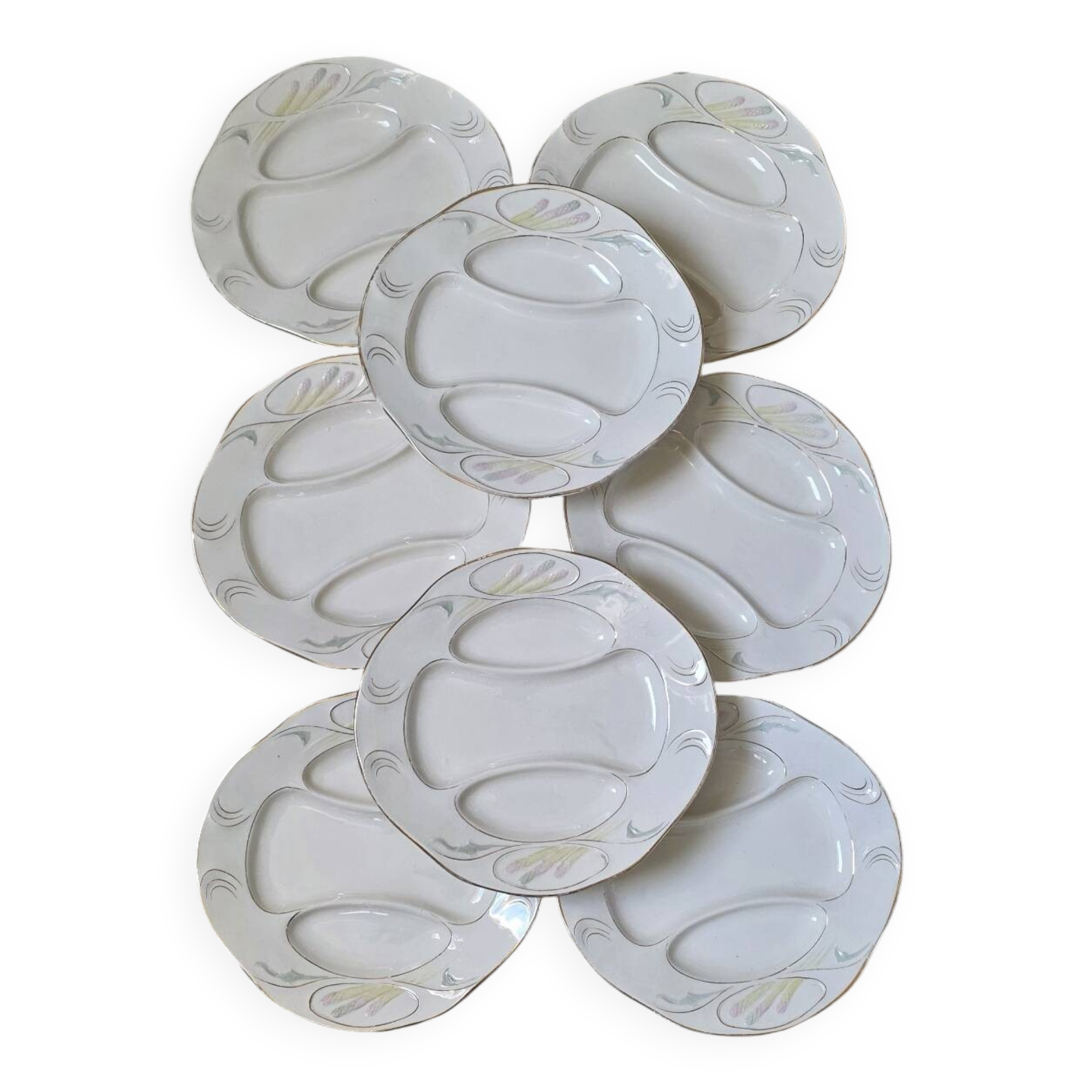 Art Nouveau majolica asparagus plates