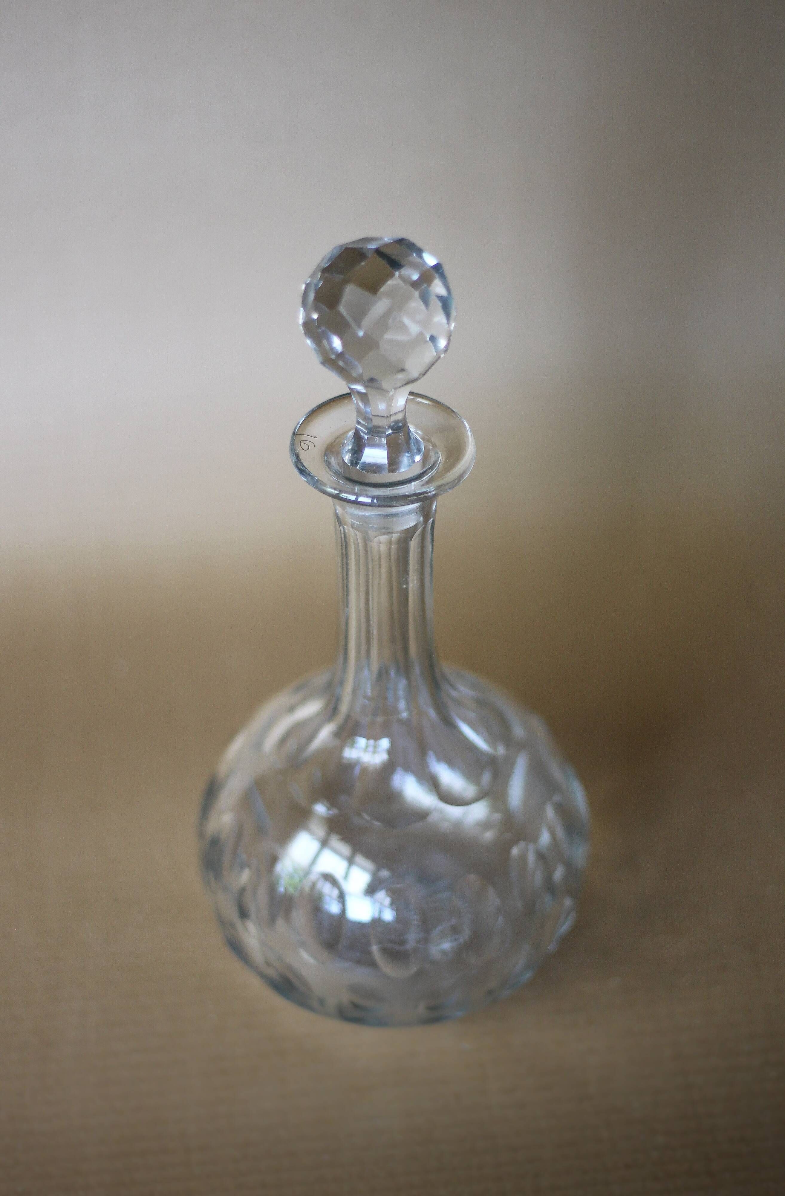 vintage carafe, crystal wine carafe, decanter, bar