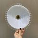 Pair of vintage pendant lights in opaline and transparent serrated edges