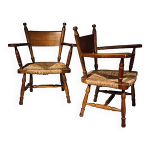Paire de fauteuils brutalistes