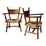 Pair of brutalist armchairs