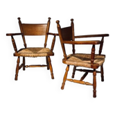Pair of brutalist armchairs