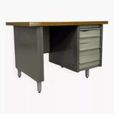 1950s industrial desk in metal and wood Remington Rand Fran