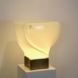 Leucos table lamp, handmade, limited edition in white opalescent glass