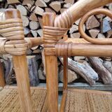 Chevets table de nuit en rotin vintage