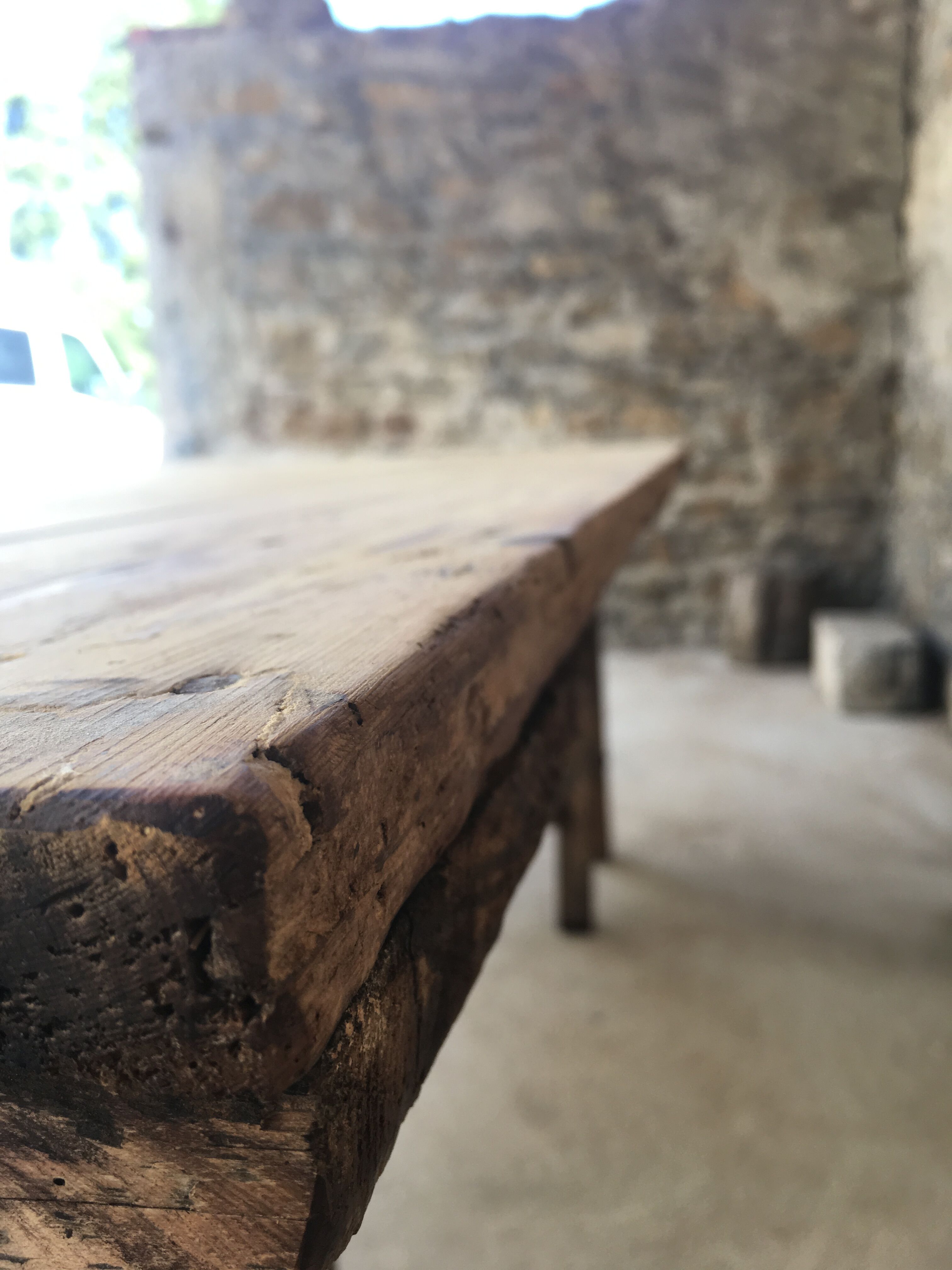 Old table workshop on trestles