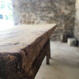 Àncienne table d’atelier sur tréteaux