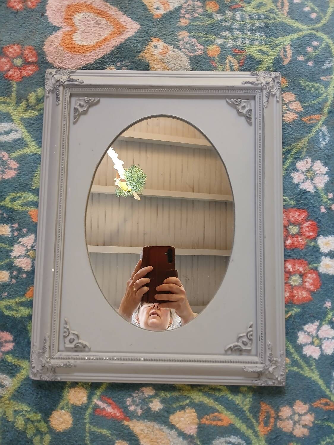 Mirror with a grey wooden frame