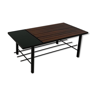 Mid-century modernist coffee table with wooden slats