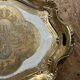 Old florentine tray painted wood, gilded, vintage 60,70