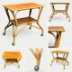 Vintage rattan and oak serving trolley 1960