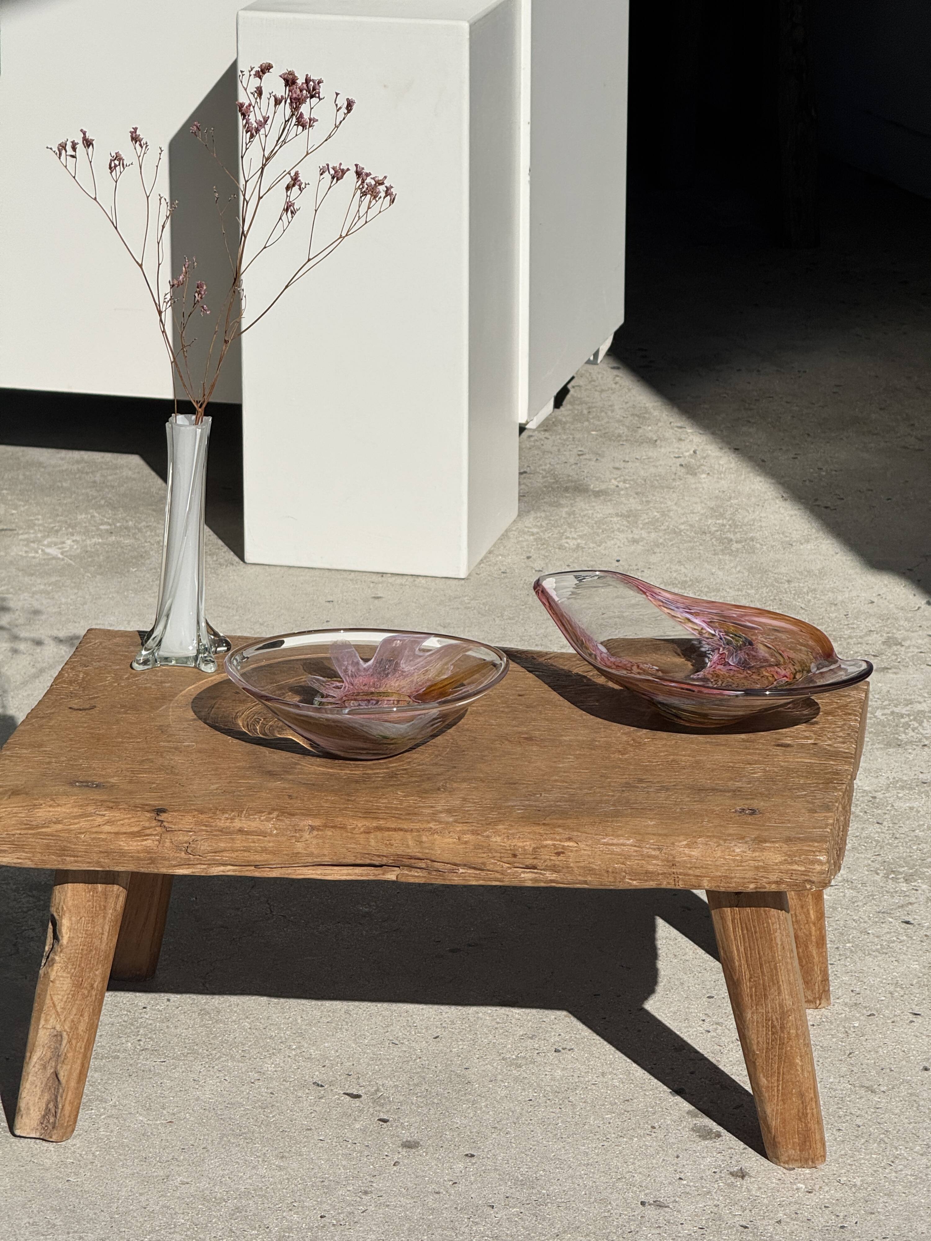 Contemporary pink blown glass bowl Carlos Vieira D21