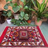 Vintage western Turkish rug oriental 120x80 cm tribal carpet, red