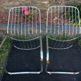 Pair of vintage armchairs in chrome tubular steel