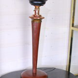 Lampe de table en cuir et laiton du milieu du siècle, Mazda France