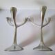 Vintage aluminium candlestick duo
